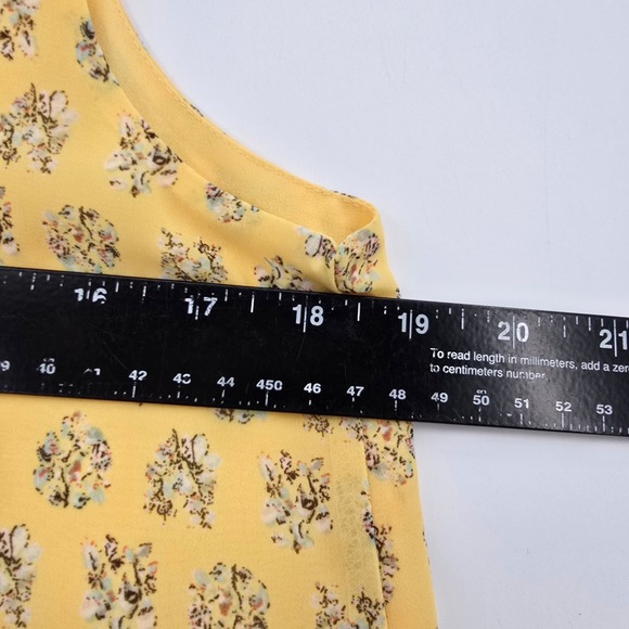 Max Studio Yellow Floral Ruffle Hem Sleeveless Shift Dress Womens Size Medium - Picture 8 of 9